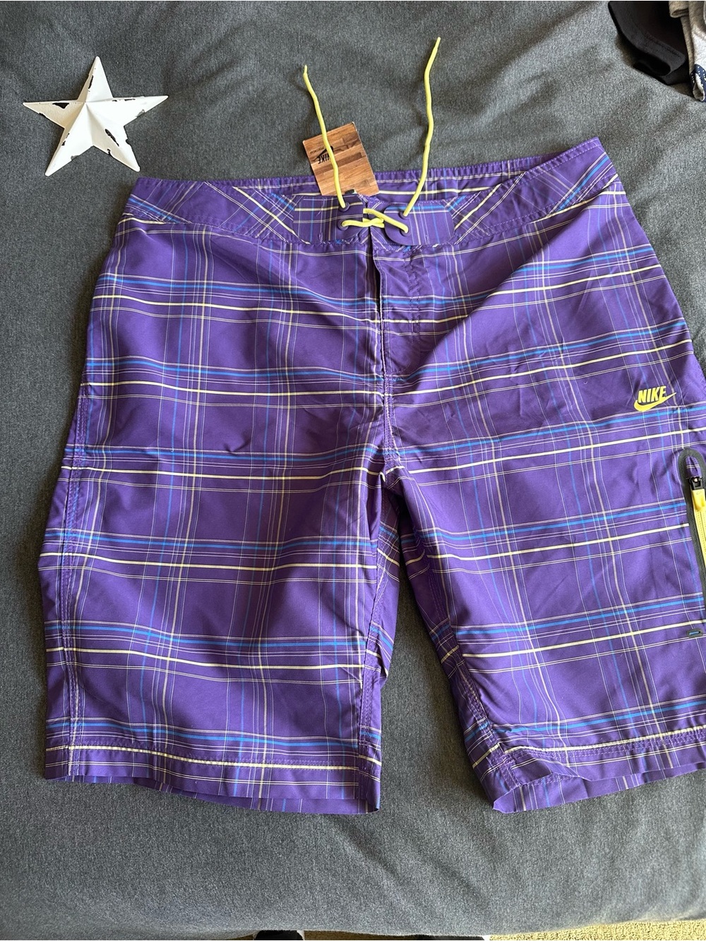 Nike Men’s Purple Plaid Beach Shorts
